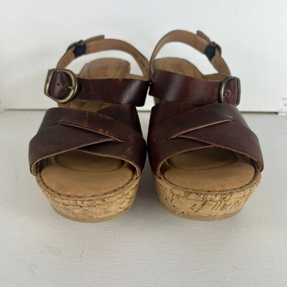 Born Sandals Womens Size 9 40 Emmy Quarter Brown Leather Wedge Platform Shoe - Picture 4 of 11
